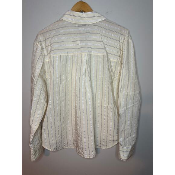 Madewell Relaxed Fit Yellow Cream Stripe Button Up Front Chest Pocket Size XL - Picture 3 of 6
